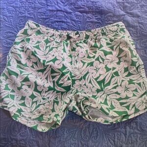 Kids Green Floral Swim Trunks